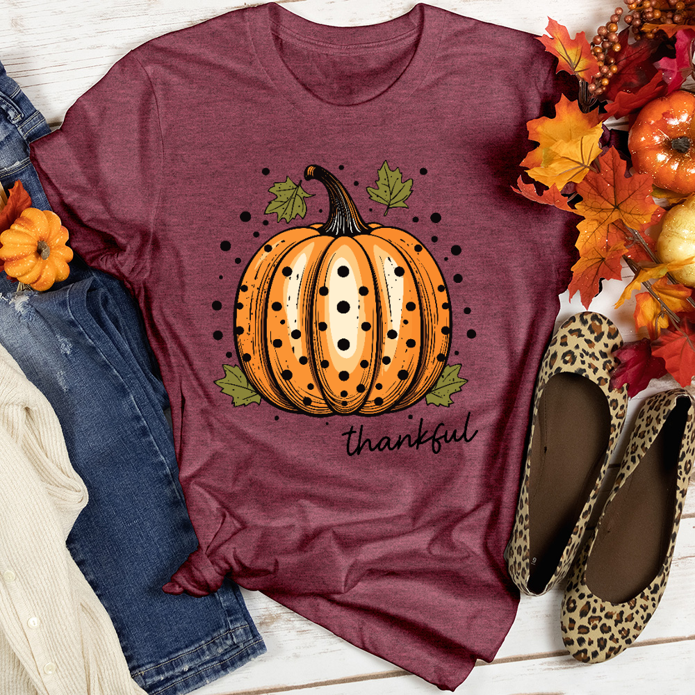 Thankful Spotted Pumpkin Heathered Tee