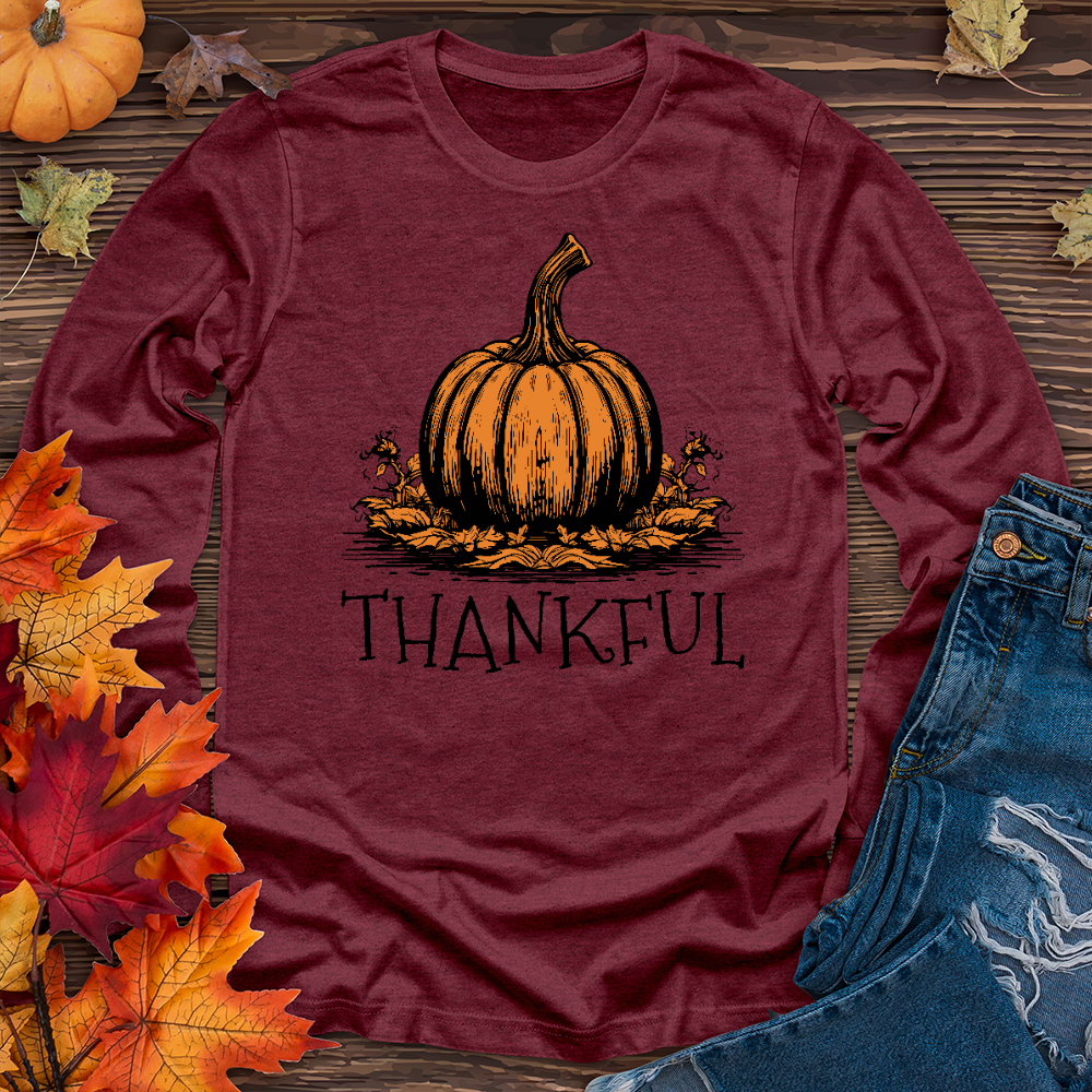 Thankful Orange Pumpkin Long Sleeve Tee