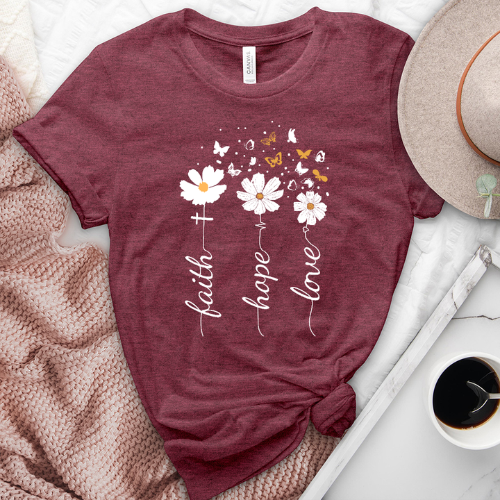 Faith, Hope, Love, Floral Heathered Tee