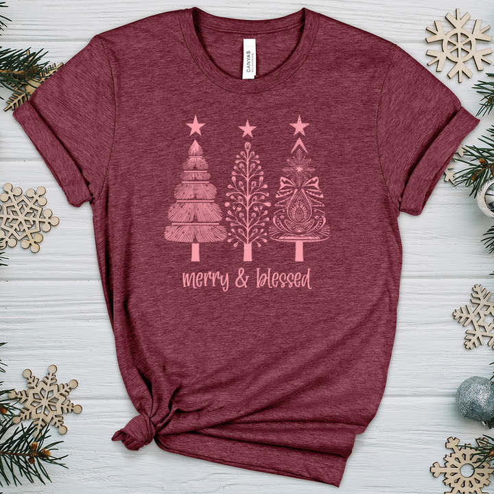 Retro Snowflake Pink Heathered Tee