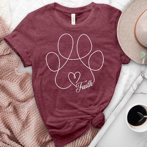 Faith Paw Print Heart Heathered Tee