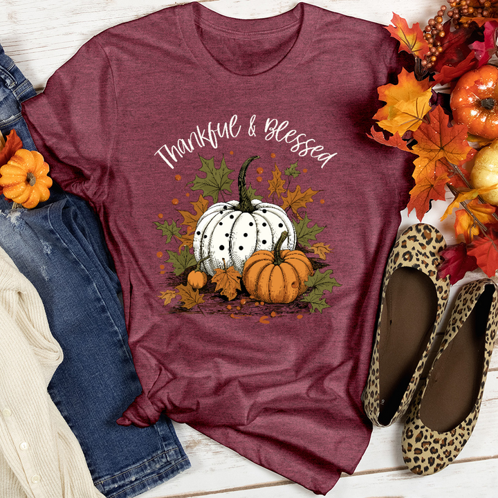 Thankful & Blessed Pumpkin Patch Heathered Tee