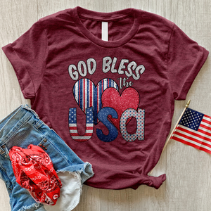 God Bless USA Sparkling Heathered Tee