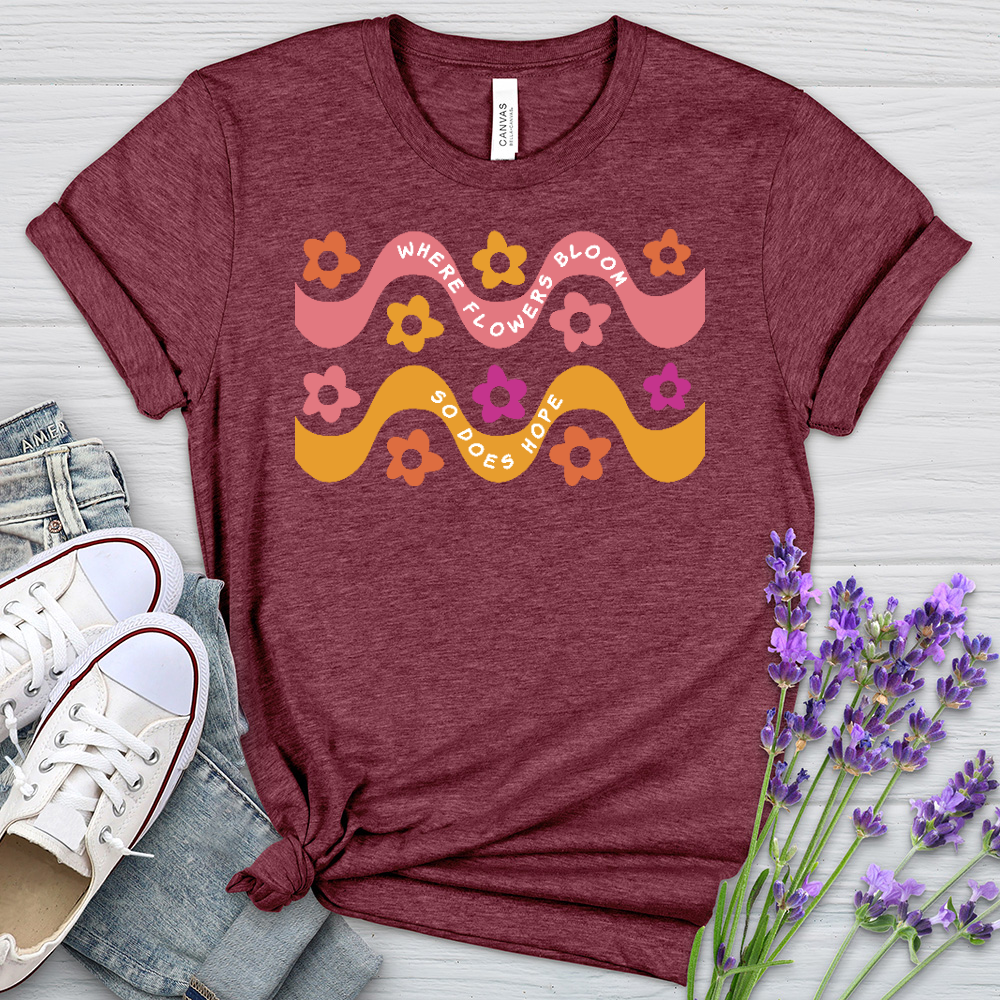 Where Flowers Bloom Daisy Pattern Heathered Tee