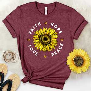 Faith Hope Love Peace Heathered Tee