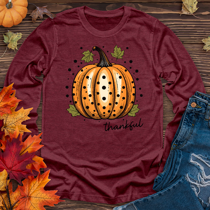 Thankful Spotted Pumpkin Long Sleeve Tee