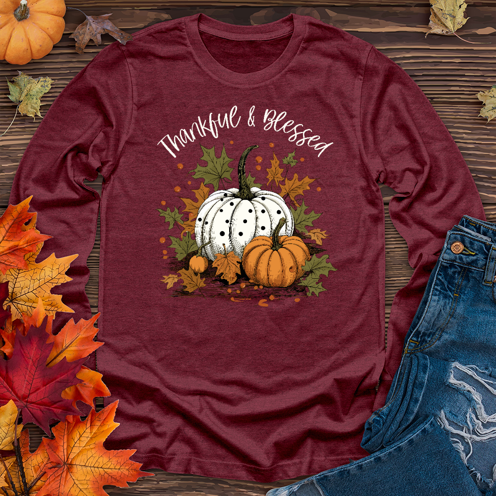 Thankful & Blessed Pumpkin Patch Long Sleeve Tee