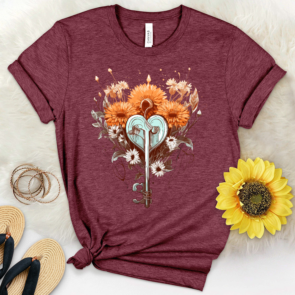 Love Is Key Dandelions Heathered Tee