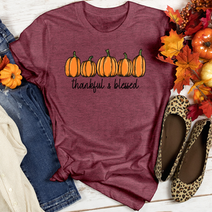 Thankful Row Of Pumpkins Heathered Tee