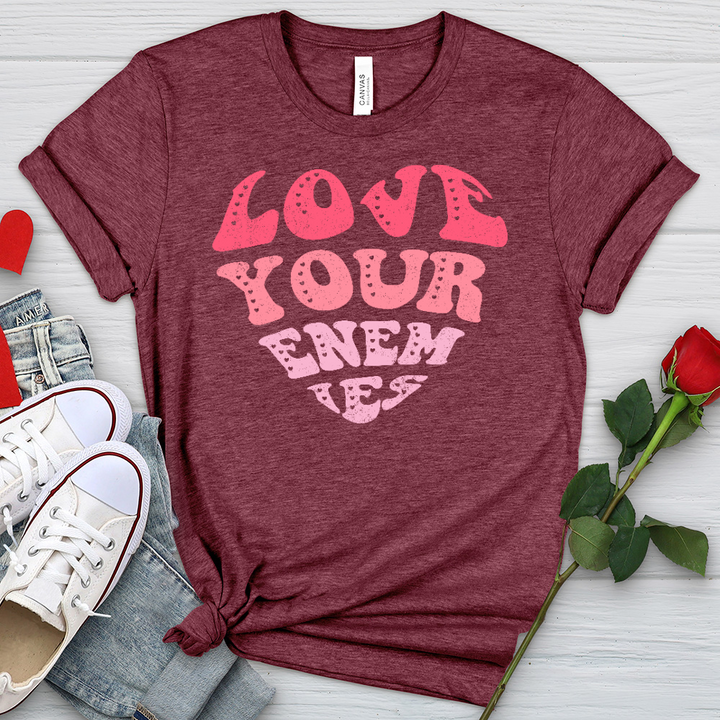 Love Your Enemies Pink Heathered Tee