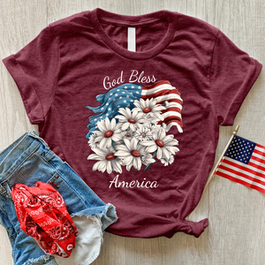 God Bless American Daisies Heathered Tee