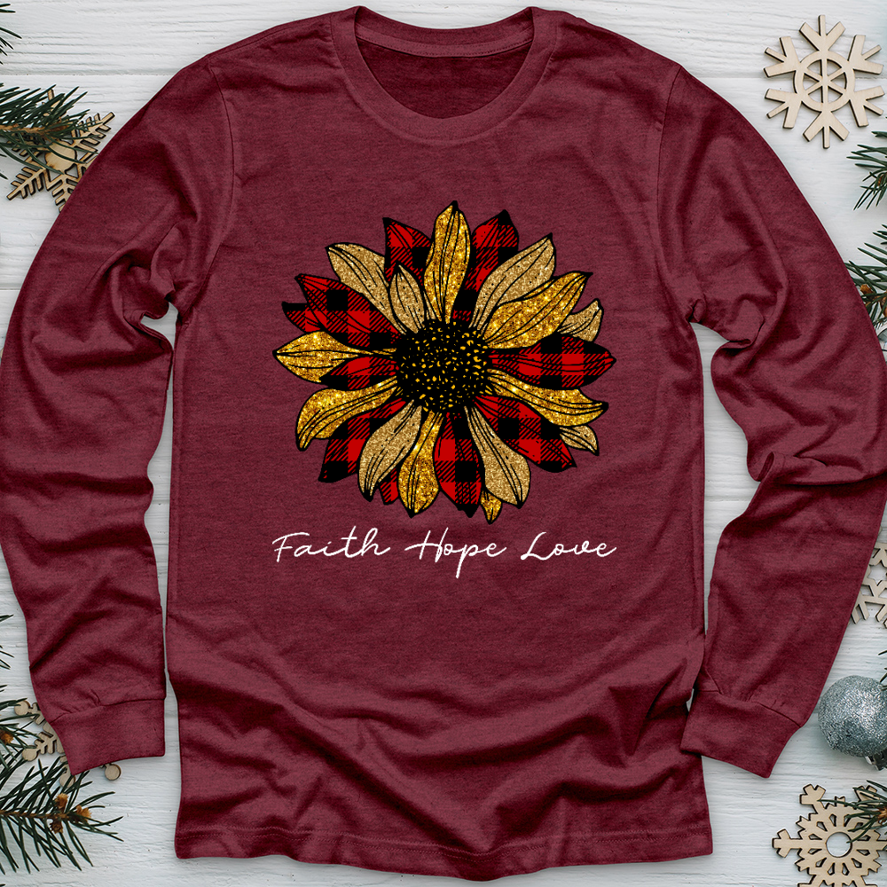 Christmas Patterned Flower Long Sleeve Tee