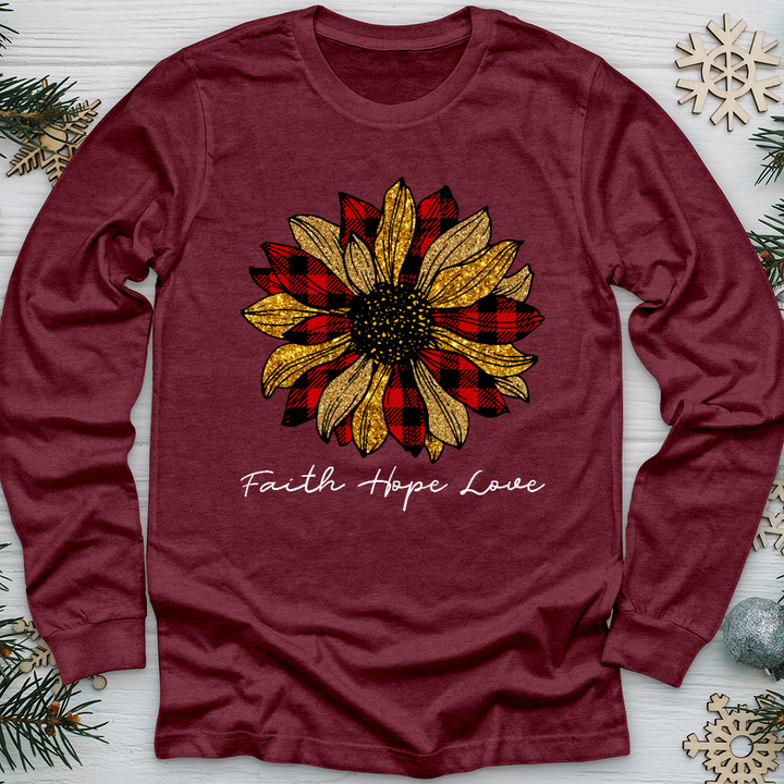 Christmas Patterned Flower Long Sleeve Tee