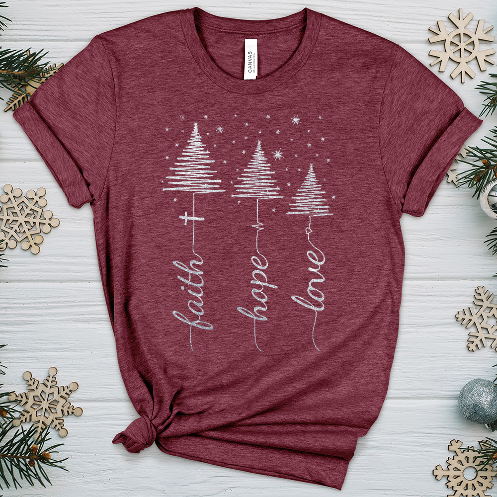 Faith Hope Love Floating Sparkles Heathered Tee