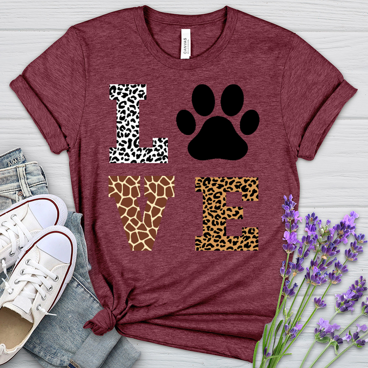 Love Leopard Paw Print Heathered Tee