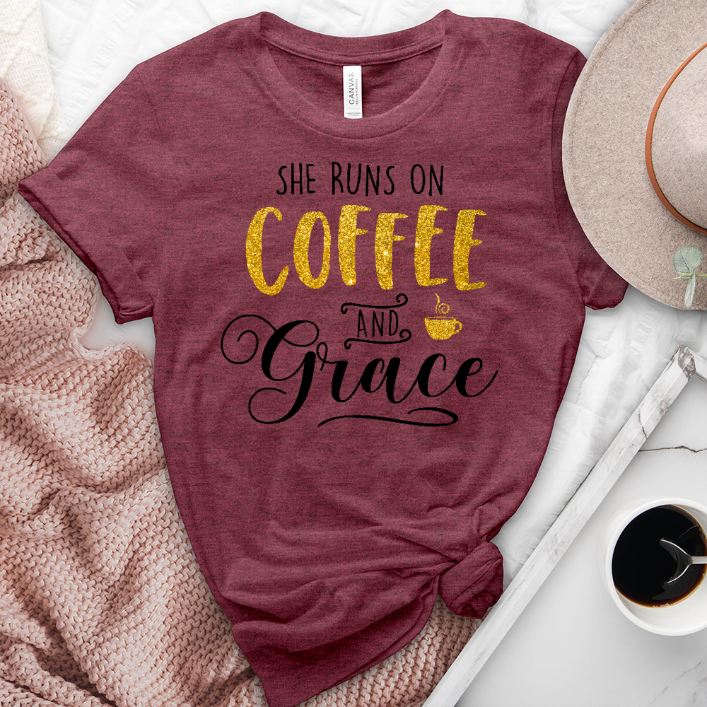 Gold Coffee and Grace Heathered Tee