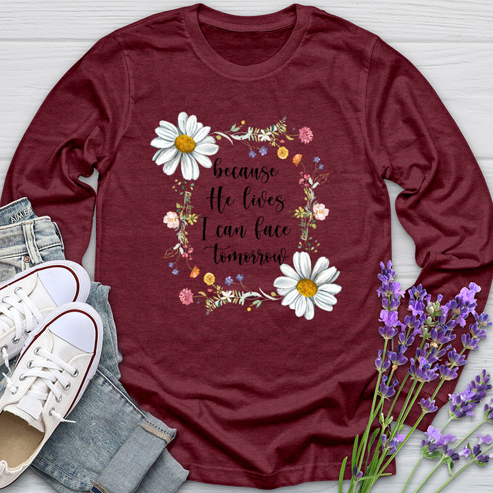 Because He Flower Patch Long Sleeve Tee