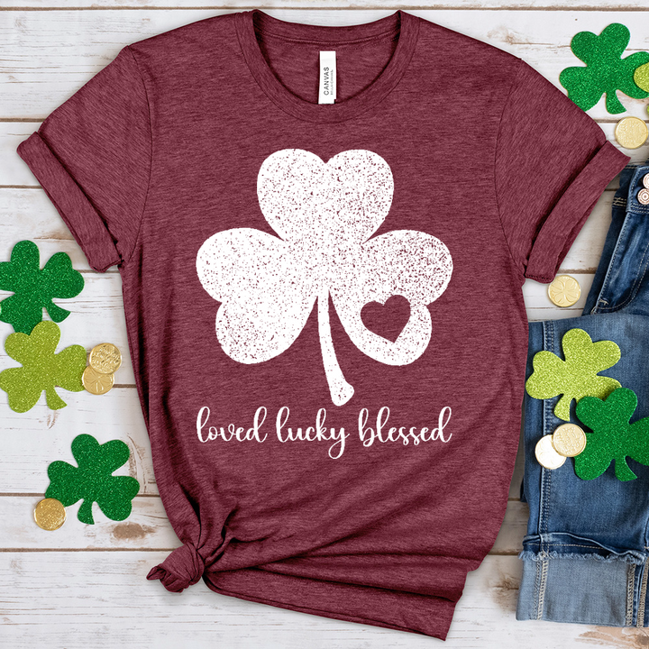 Loved Lucky Blessed Heathered Tee