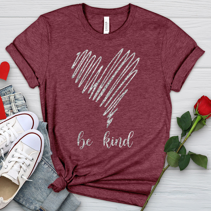 Be Kind Silver Heart Heathered Tee