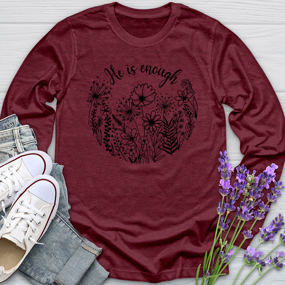 He Is Enough Wildflowers Long Sleeve Tee