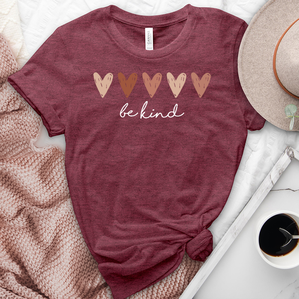 Be Kind Shaded Hearts Heathered Tee