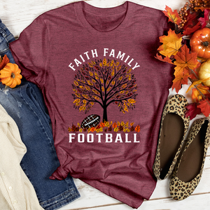 Faith Family Football Gridiron Leaves Heathered Tee