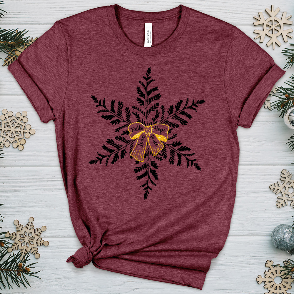 Faith Hope Love Peace Snowflake Heathered Tee