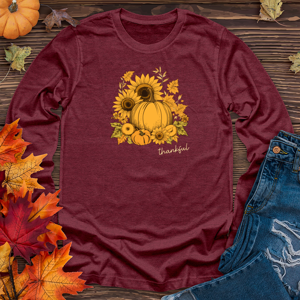 Vintage Sunflower Harvest Icons Long Sleeve Tee