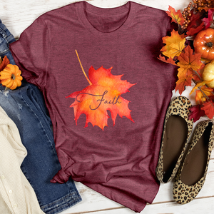 Faith Leaf Imprint Heathered Tee