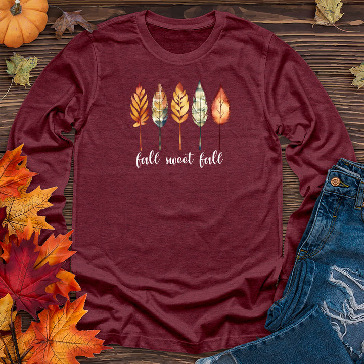 Vintage Cozy Leaves Watercolor Trio Long Sleeve Tee