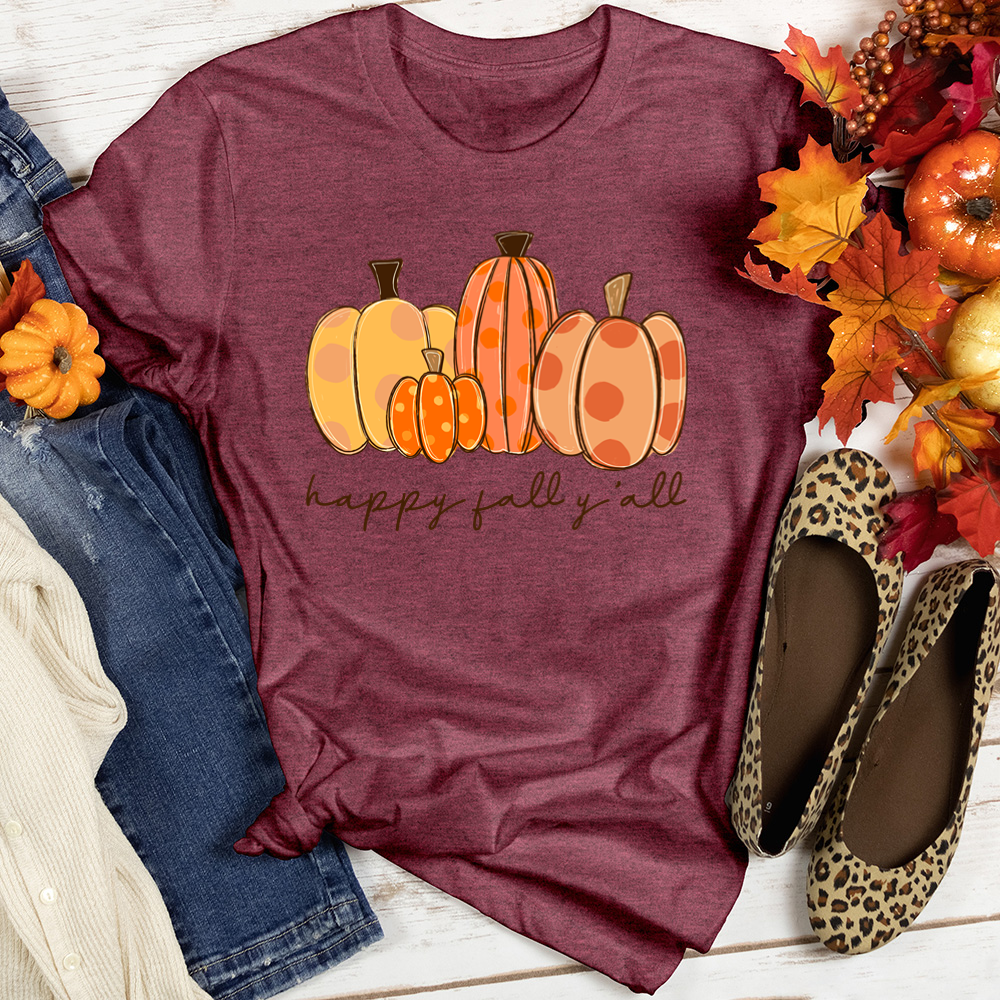 Happy Fall Y'all Pumpkins Heathered Tee