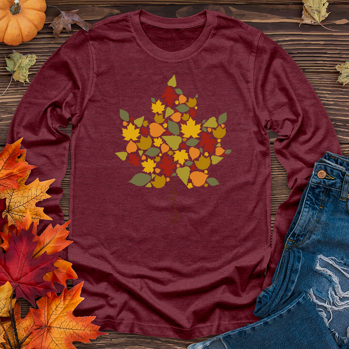 Thankful Leaf Stem Long Sleeve Tee