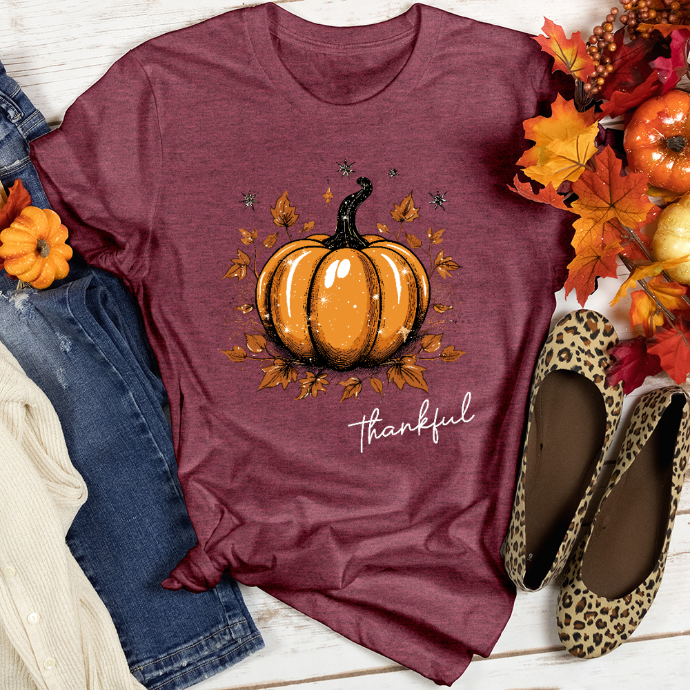 Sparkling Thankful Pumpkin Heathered Tee