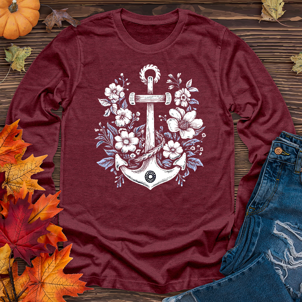 Anchor with flower Long Sleeve Tee