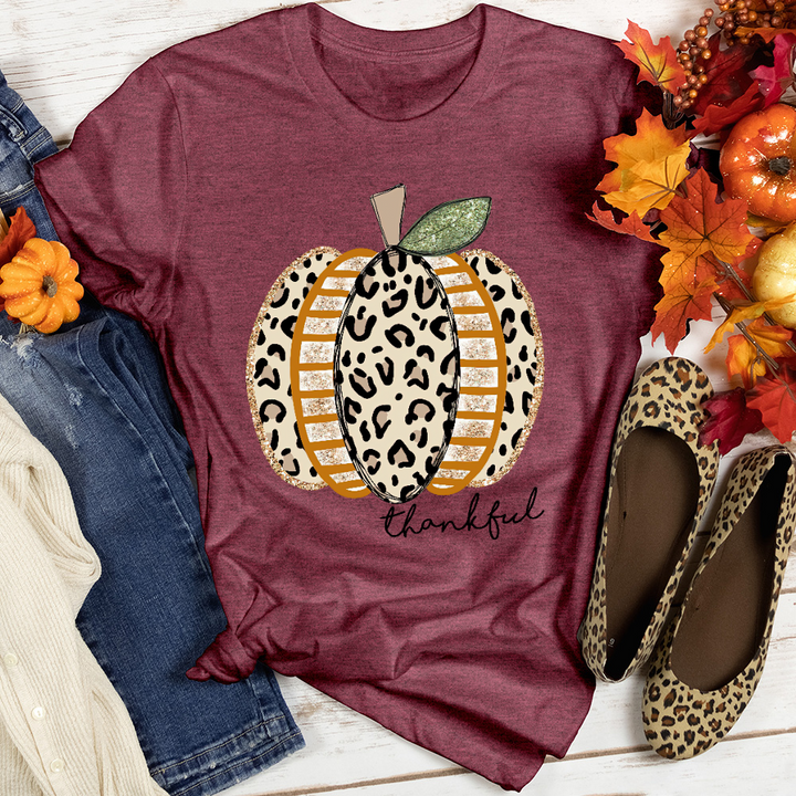 Thankful Leopard Spotted Pumpkin Heathered Tee