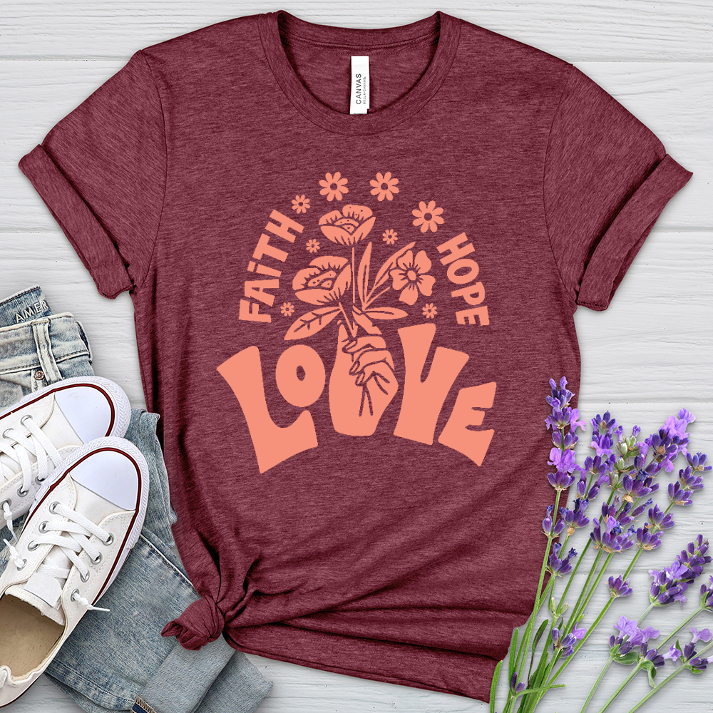 Faith Hope Love Floral Style Heathered Tee