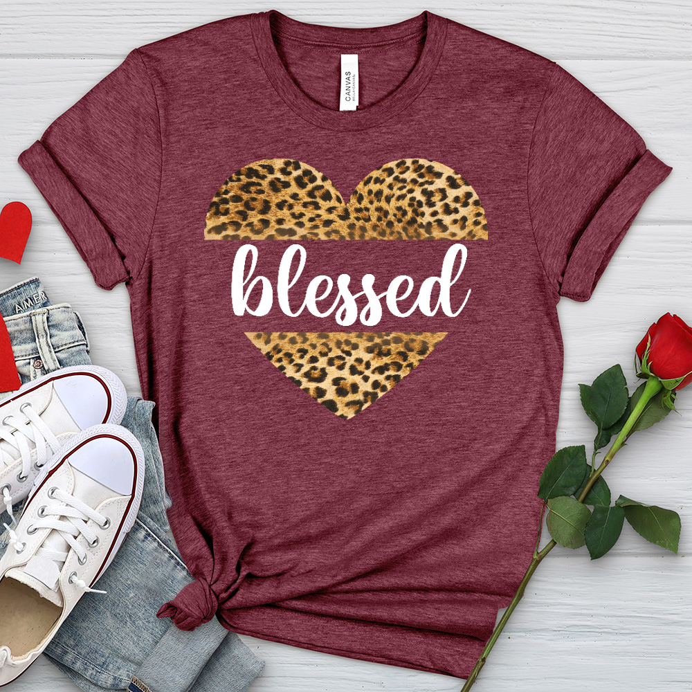 Blessed Leopard Heart Heathered Tee