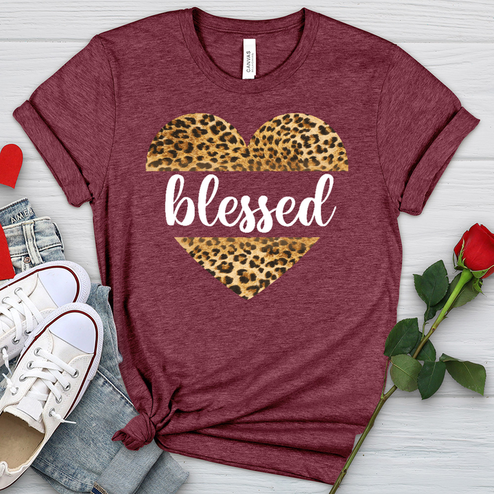 Blessed Leopard Heart Heathered Tee