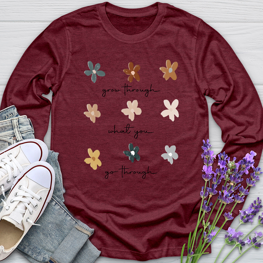 Grow Through Flower Pattern Long Sleeve Tee