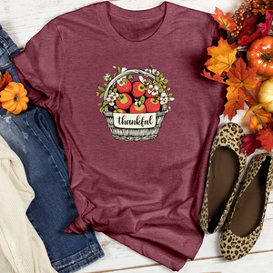 Retro Harvest Apple Blossom Basket Heathered Tee