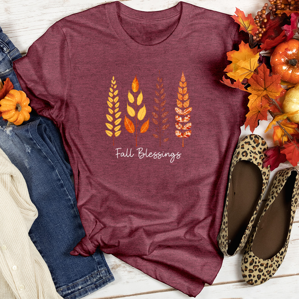 Retro Fall Foliage Icon Trio 01 Heathered Tee