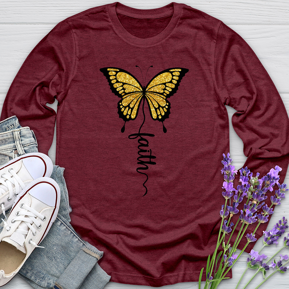 Gold Faith Butterfly Long Sleeve Tee