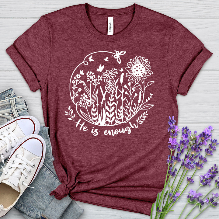 He Is Enough Heathered Tee