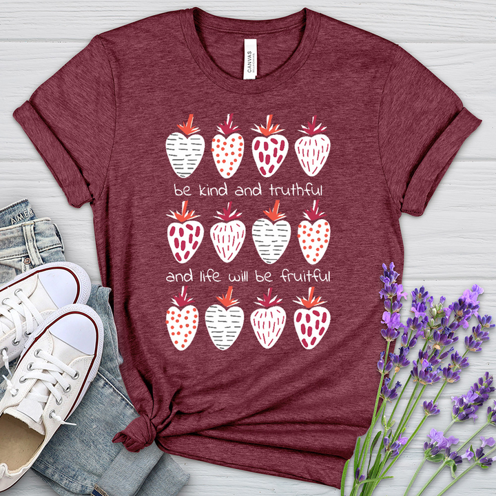 Fruitful Strawberry Pattern Heathered Tee