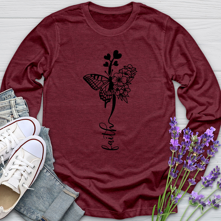 Faith Butterfly Hearts Long Sleeve Tee