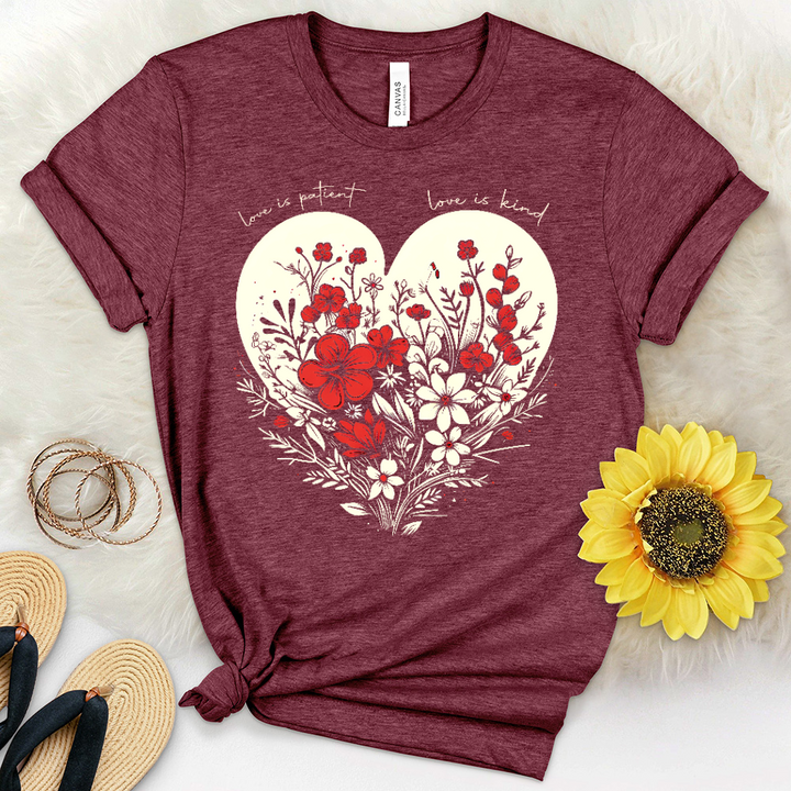 Faith Red Floral Heart Heathered Tee