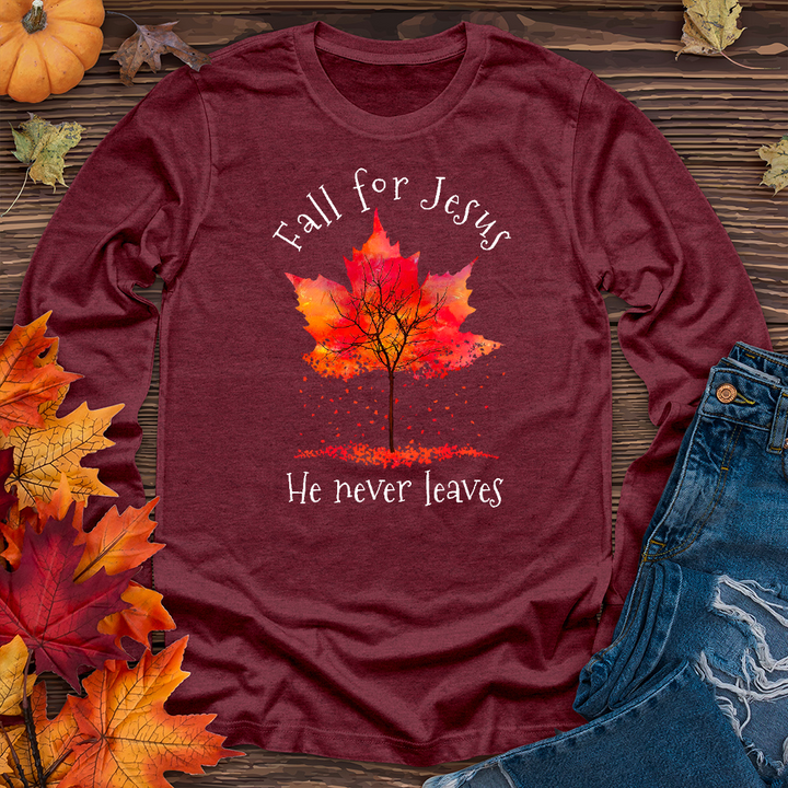 Watercolor Falling Leaves Long Sleeve Tee