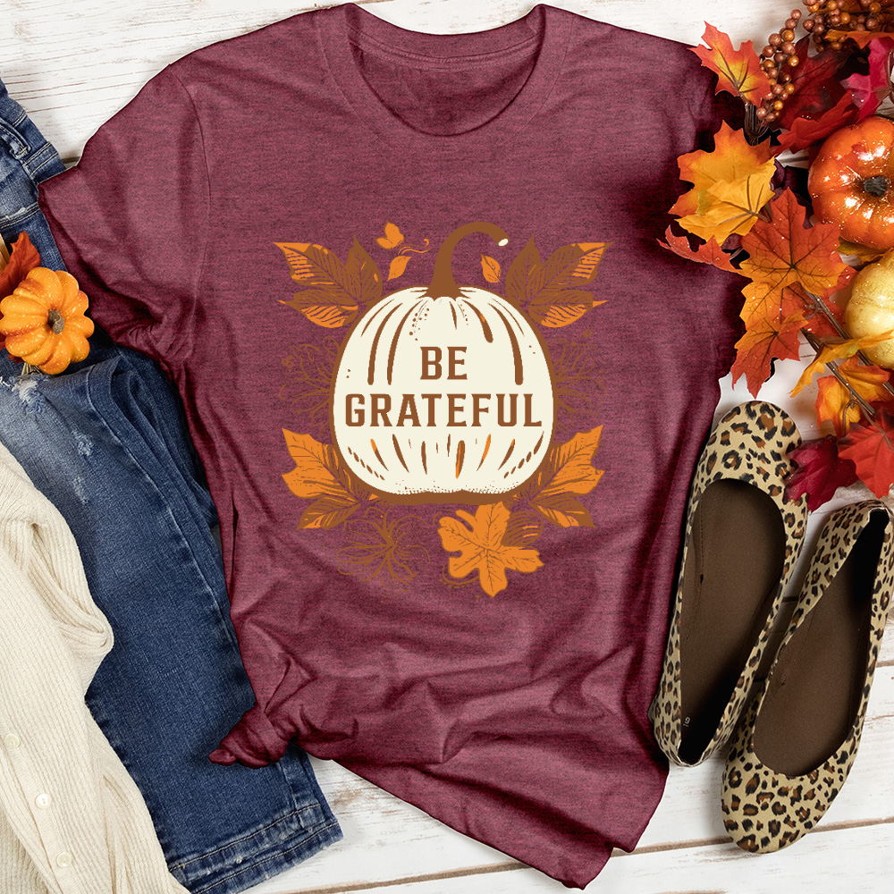 Vintage Pumpkin Leaf Delights Heathered Tee