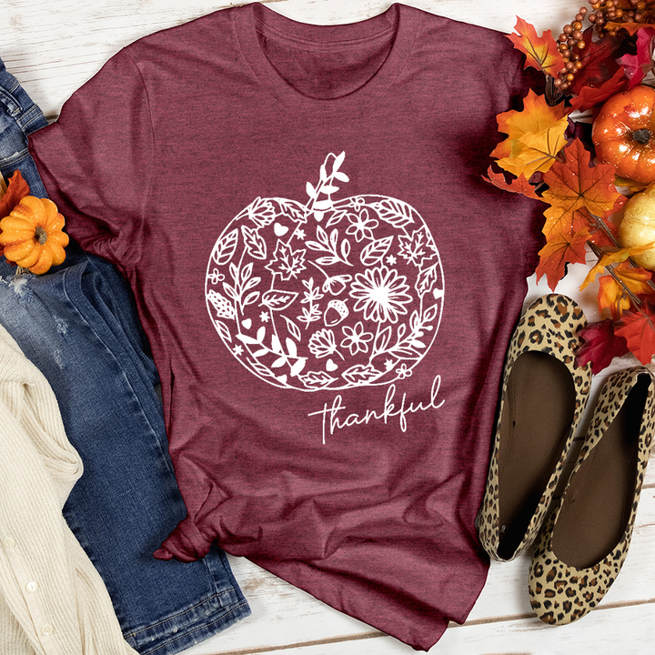 Thankful Flower Pumpkin Heathered Tee