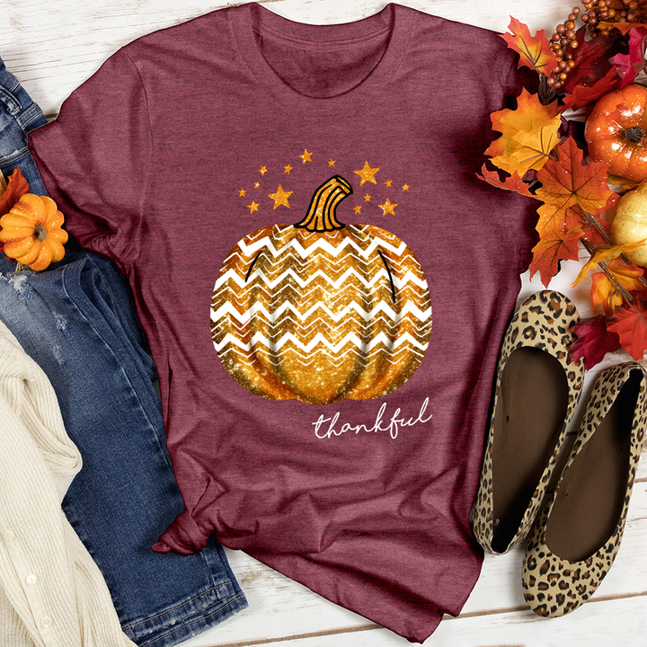 Thankful Retro Pumpkin Sparkle Heathered Tee